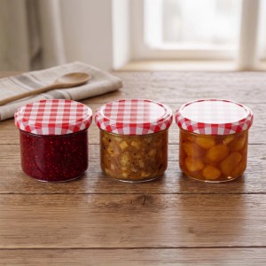Relaxdays Einmachgläser Glas Stahl Transparent Rot Weiß Twist-Off Luftdicht 12er Set 220 ml 6,5 cm x 8,5 cm 0,18 kg