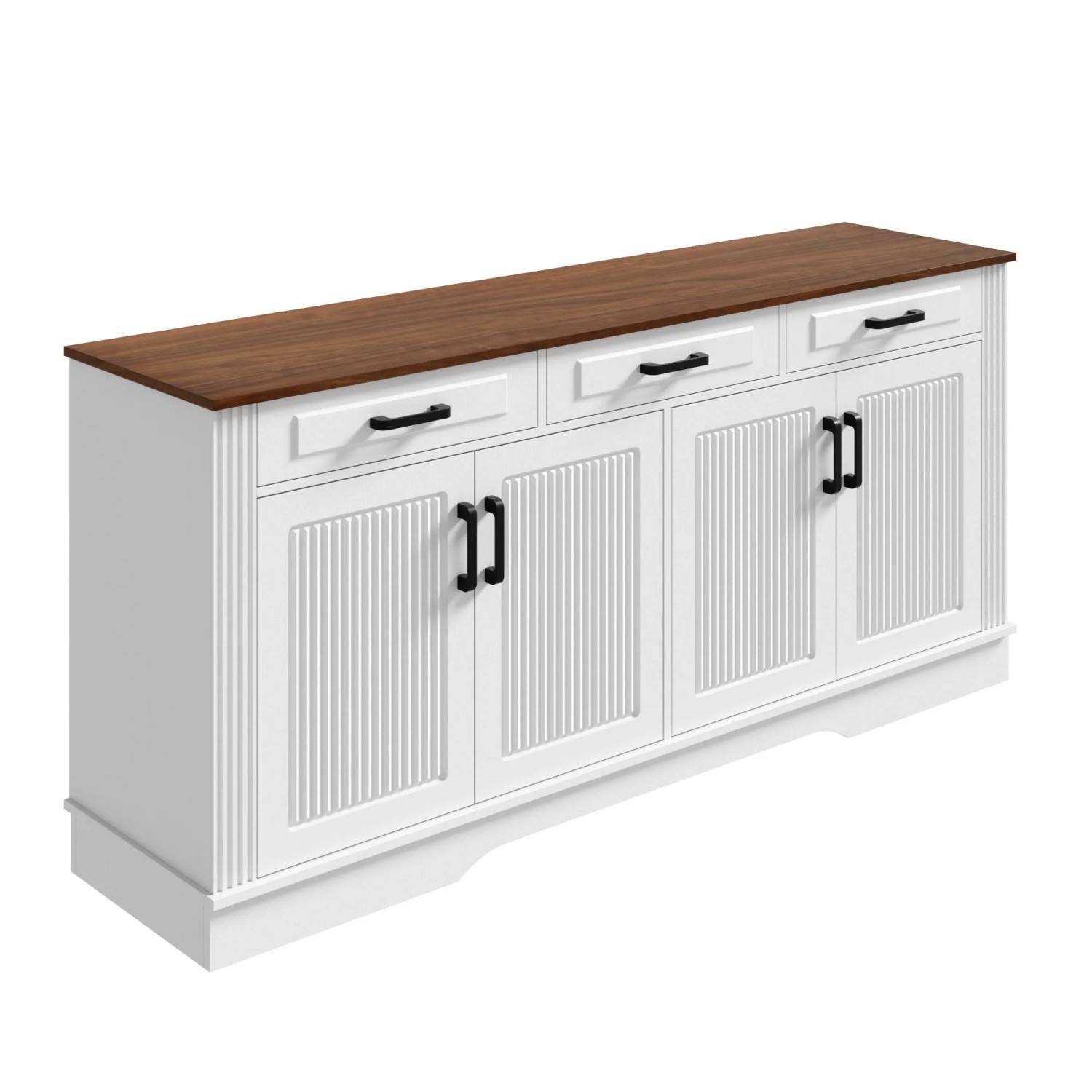 Merax Sideboard 3D Streifen 4 Türen 3 Schubladen MDF
