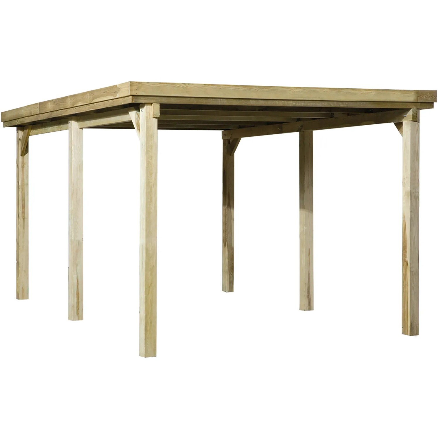 Weka Flachdach Carport 617 Gr. 1 mit Trapezblech, Holzkonstruktion für PKW-Stellplatz im Freien.