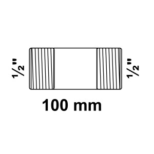 Abbildung eines verzinkten Rohrdoppelnippels 21 mm (1/2 AG) x 100 mm von Kirchhoff.