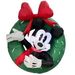 Aufblasbarer Disney Mickey Weihnachtskranz (75 cm) für die Weihnachtsdekoration im Außenbereich.