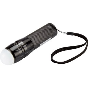 Schwarze LED Taschenlampe mit Handschlaufe für Werkstatt und Freizeit.