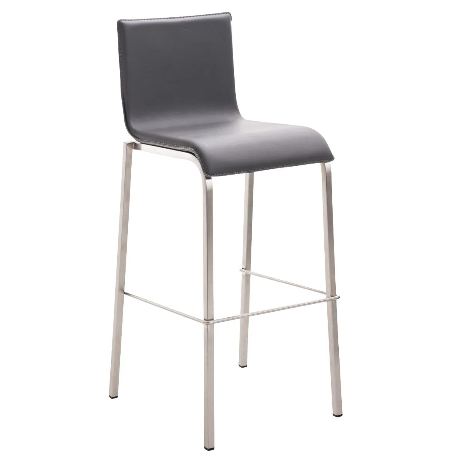 DELUKE Barhocker KELAN Kunstleder Grau 43x51x103cm Silber Barstuhl Mit Lehne Tresenhocker Tresenstuhl