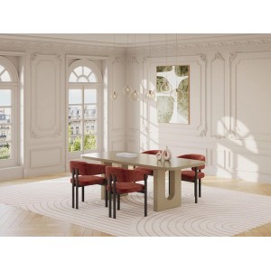 Moderner Vente-unique Esstisch Nakoni Taupe 200 cm für 8 Personen. Eleganter Design-Tisch in Taupe im Esszimmer.