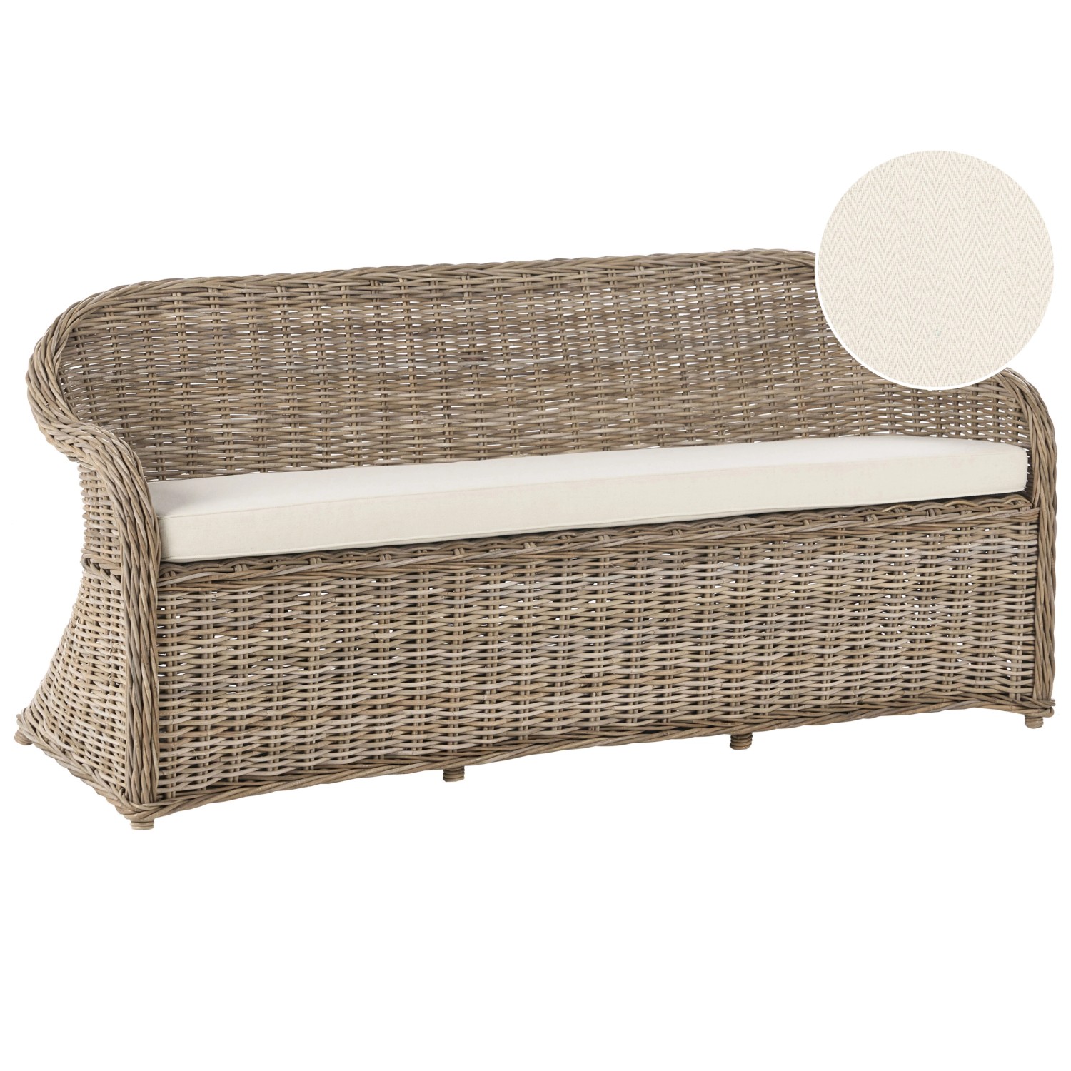 Beliani Gartensofa Naturfarben Weiss 66x189x87 günstig online kaufen