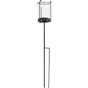 Schwarzer Gartenstecker Fackel aus Eisen und Glas, 58 cm hoch, für stimmungsvolle Gartendekoration.