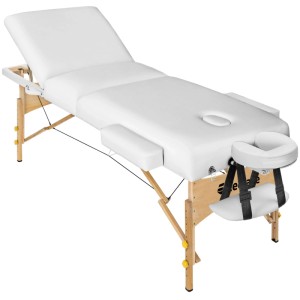 Tectake 3 Zonen Massageliege Somwang Breite 70 cm  Polsterung 7 5 cm Inklusive Tragetasche  218 x 102 x 90 cm Weiß