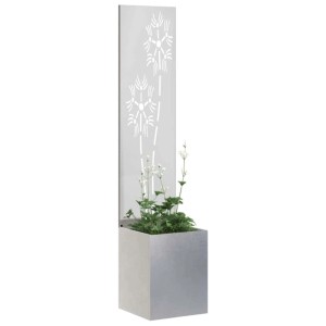 vidaXL Garten Sichtschutz-Leinwand Floral Silber 32 x 140 cm Edelstahl 876368