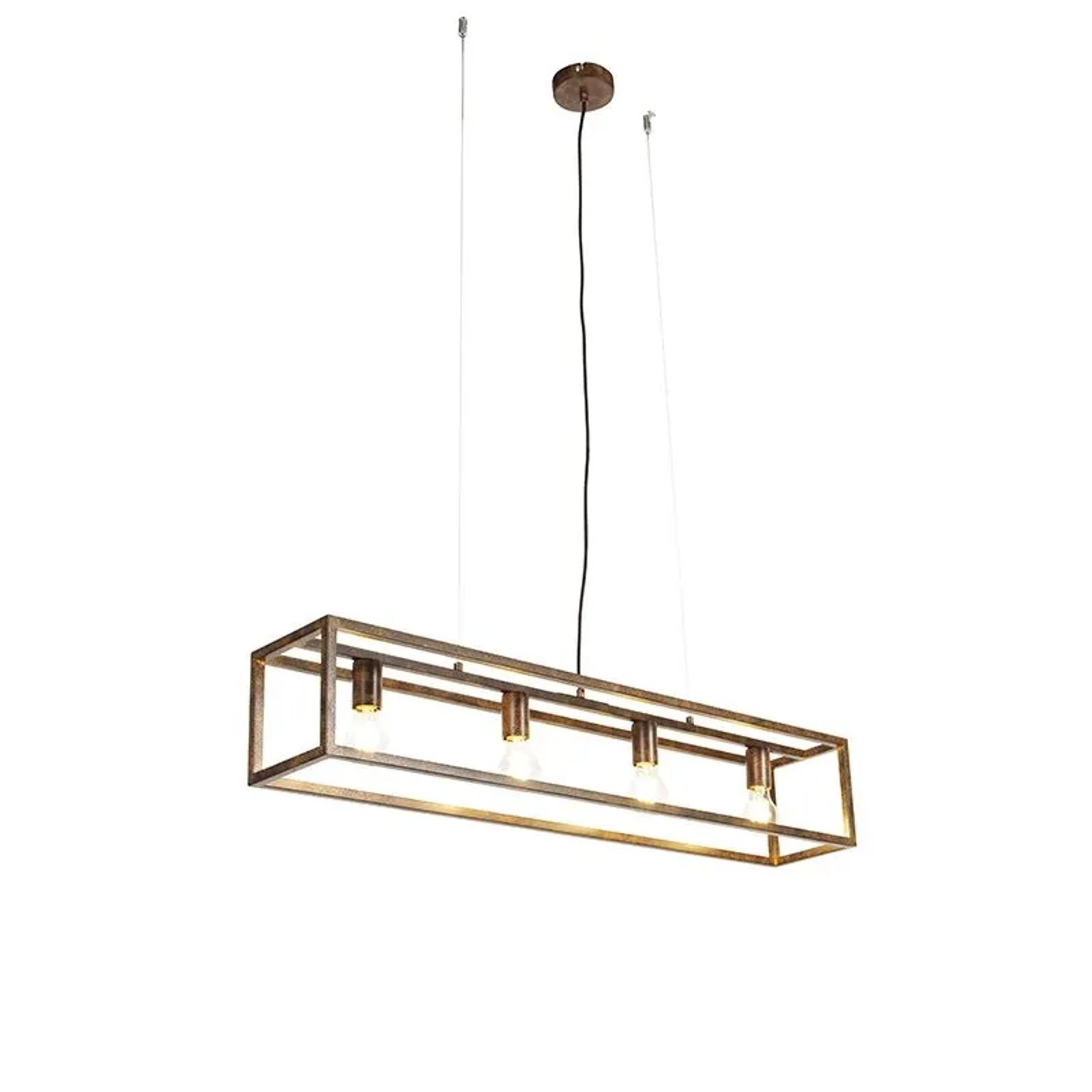 QAZQA Industrielle Hängelampe rostBraun 4 Licht Käfig