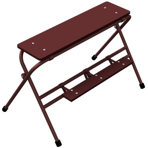 Schake Arbeitstritt, 2 Stufen, braun lackiert, 1 m breit, für Bau und Werkstatt.