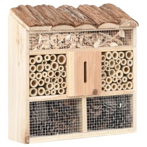 vidaXL Insektenhotel aus Tannenholz, 30x10x30 cm, mit verschiedenen Füllungen für Insekten.