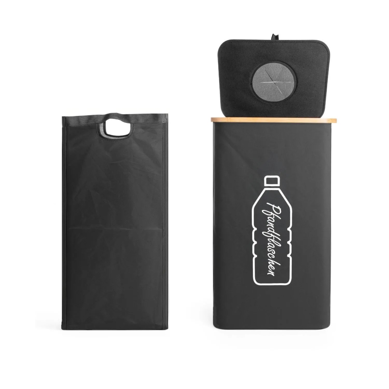 BigDean 100L Pfandflaschen Sammelbehälter mit Deckel mit Tragetasche Pfandflaschen Behälter Flaschensammler Leergut Sammelbehälter Pfandsammler