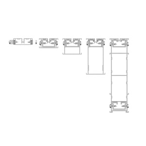 GS Terrassen Kopplungsprofil Aluecofix, 1000 mm, Alu blank, verschiedene Profilgrößen im Querschnitt.