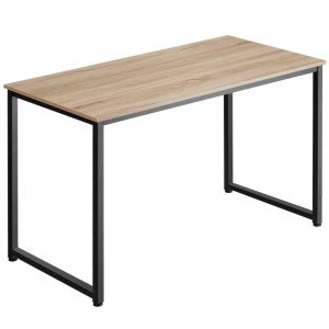 Tectake Schreibtisch Flint im Industrial Style mit Holzplatte in Eiche Sonoma und schwarzem Stahlgestell.