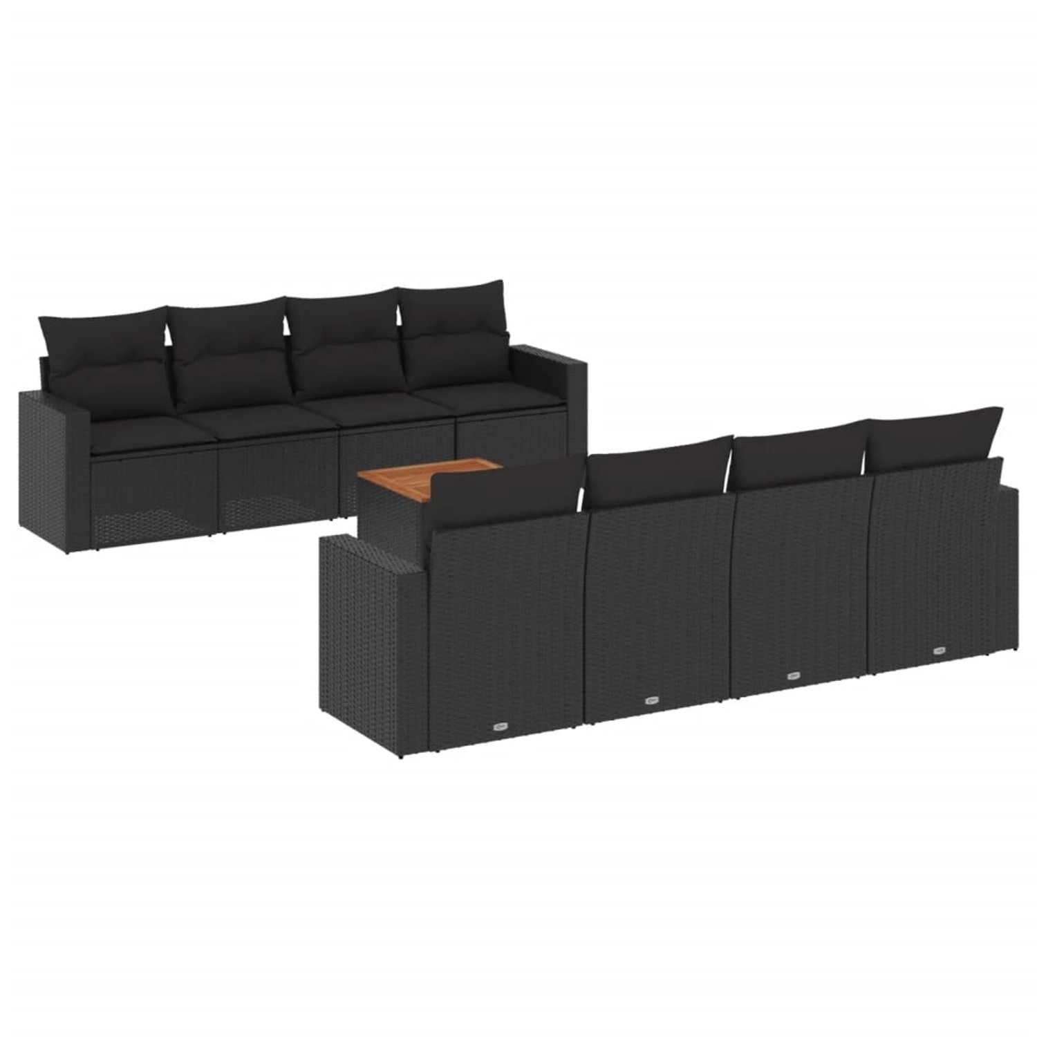 vidaXL 9-tlg Garten-Sofagarnitur mit Kissen Schwarz Poly Rattan Modell 81 günstig online kaufen