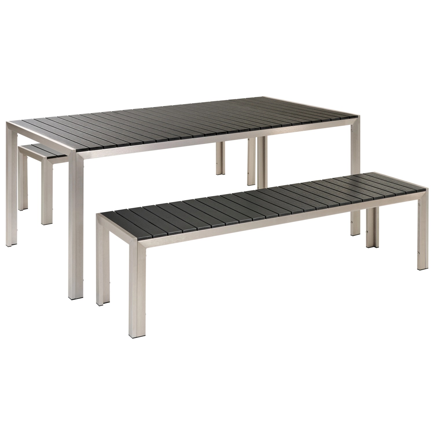 Beliani Gartentisch Set NARDO Schwarz Silber günstig online kaufen