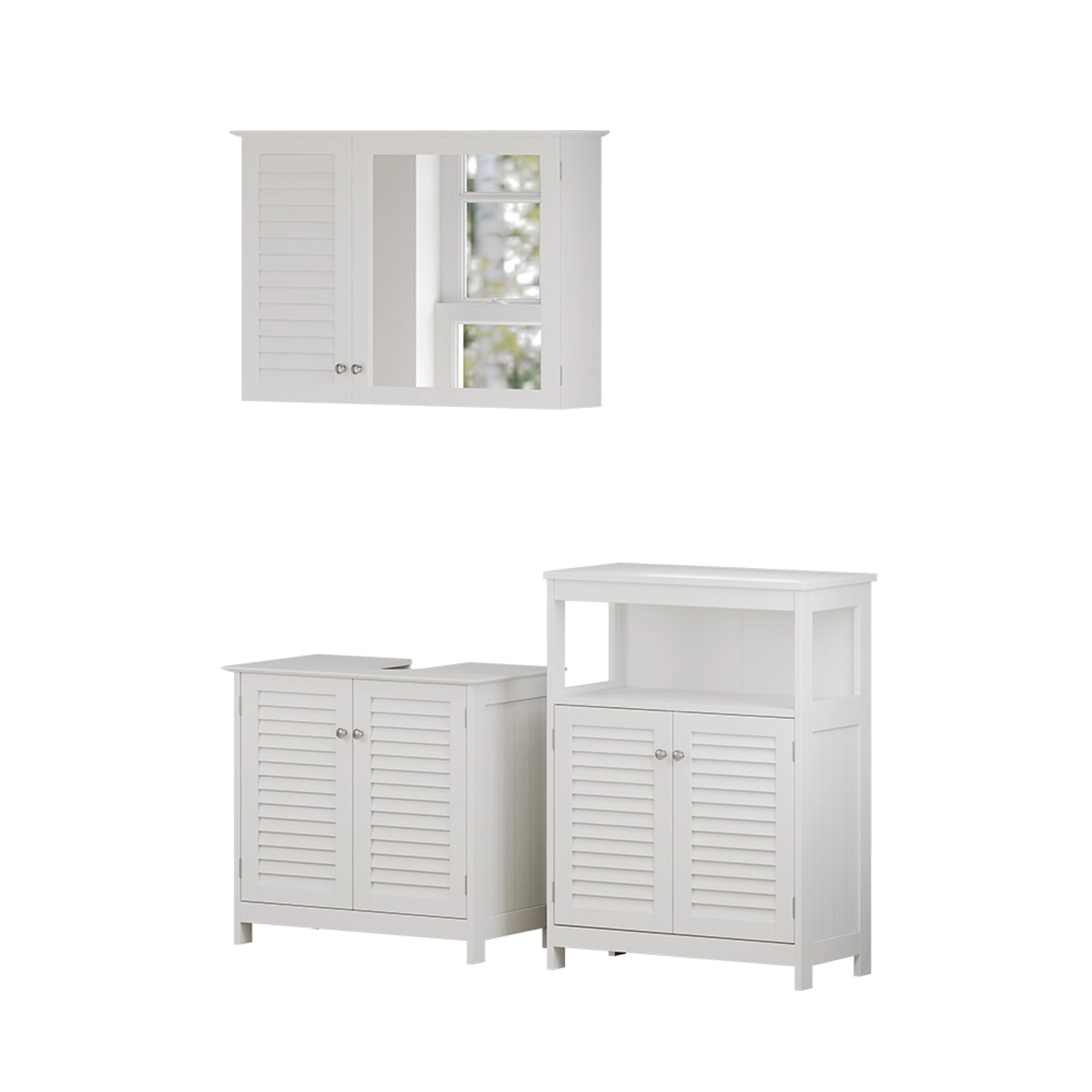 Vicco Badmöbel-Set Riad Weiß 3 Teile Option 6 günstig online kaufen