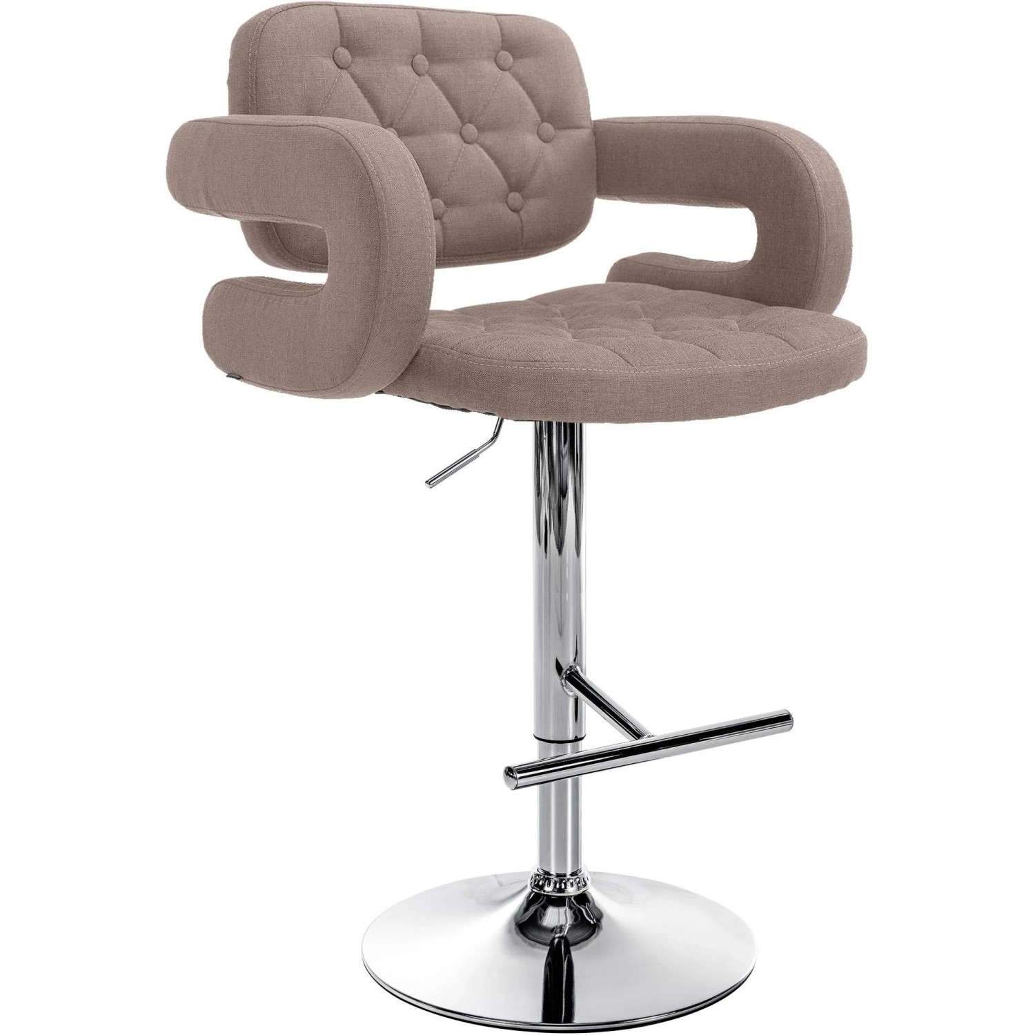 CLP Barhocker Dublin Stoff Taupe/Chrom