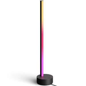 Schwarze Philips Hue Gradient Signe Tischleuchte mit Farbverlauf.