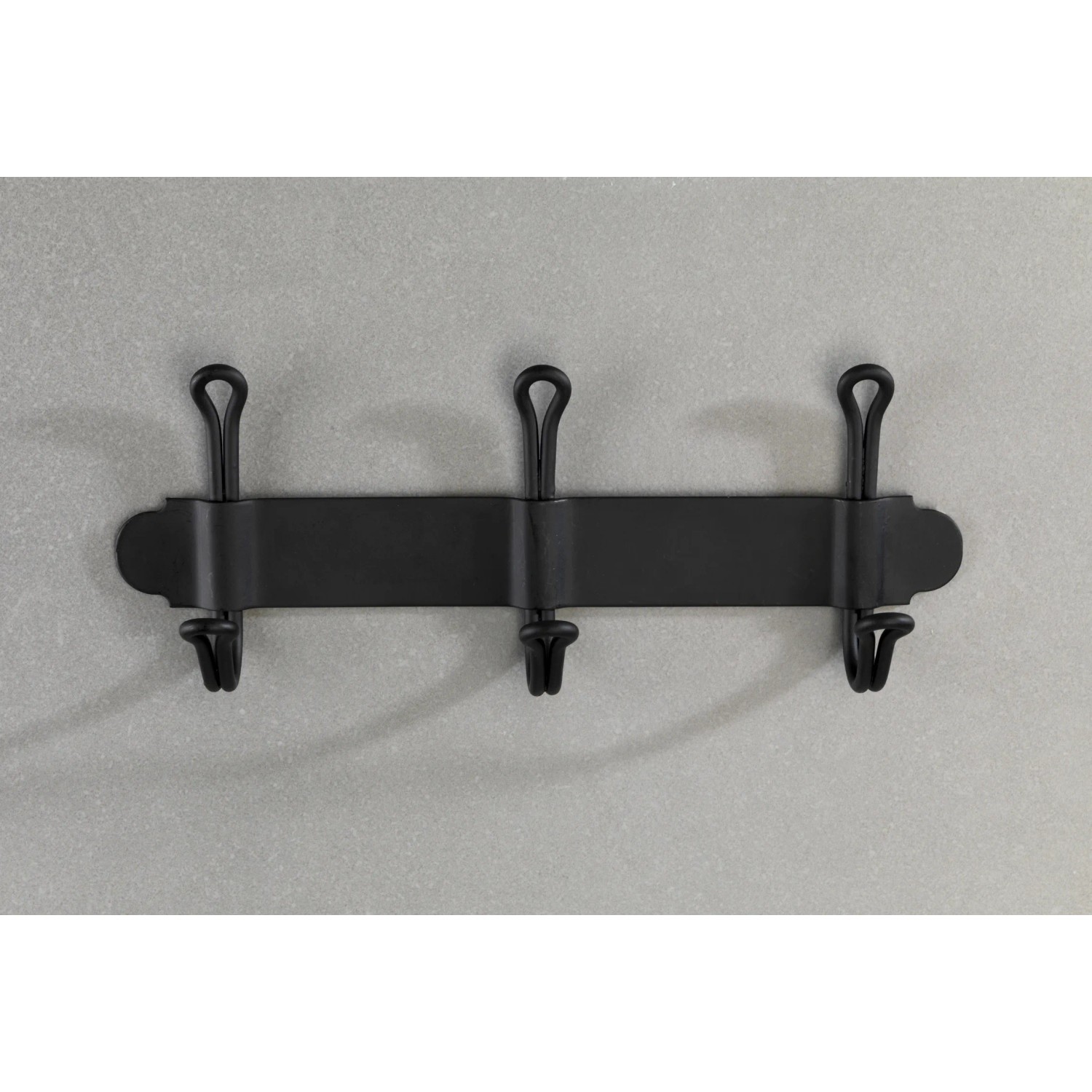 Schwarze Wenko Hakenleiste Nostalgie Trio im Retro-Look mit drei Haken zur Wandmontage.