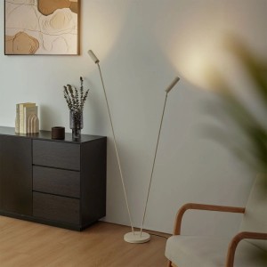QAZQA Moderne Stehleuchte Beige 2-Lichter GU10 35mm Thomas
