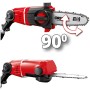 Einhell Akku-Hochentaster GE-HC 18 Li T Solo mit drehbarem Kettensägen-Aufsatz.