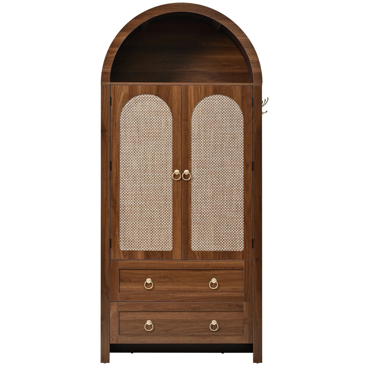 okwish Sideboard mit Doppelschubladen Vintage Wohnraum 80x40x180cm Braun