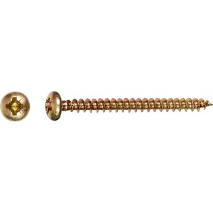 Gelb verzinkte Spanplattenschraube 5x50 mm mit Halbrundkopf und PZ-Antrieb, 10 Stück.