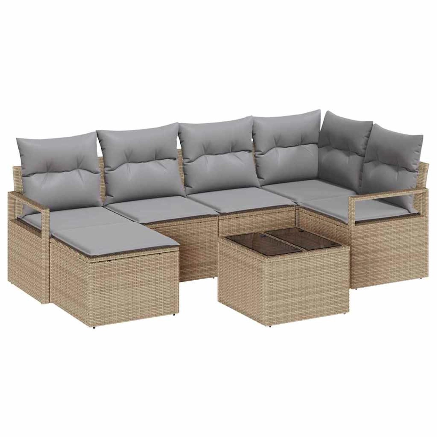 vidaXL Garten-Sofa-Set 7-Tlg Beige Poly Rattan 3346460 günstig online kaufen