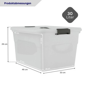 Proregal Aufbewahrungsbox Mit Deckel 30L 4er Set Klein Transparent Stapelbar Kunststoffbox Verschlussclips Stapelbox Aufbewahrungsbehälter Büro