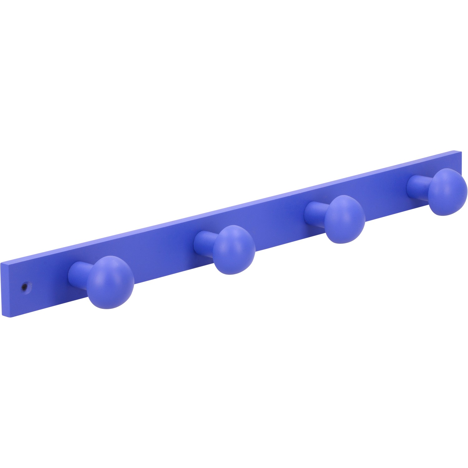 Blaue Siro Garderobenleiste aus Buchenholz mit 4 Haken, Länge 520 mm, ideal für Kinderzimmer.