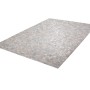 MeGusta Flachflor Teppich Patchwork grau-silber, 80x150 cm. Lederteppich mit metallischem Dekor.