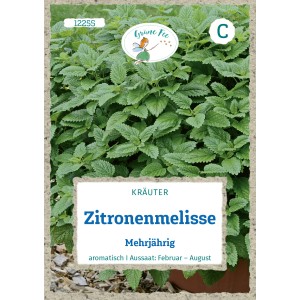 Saatgutpackung Grüne Fee Zitronenmelisse, mehrjährige Kräutersamen für aromatische Pflanzen.