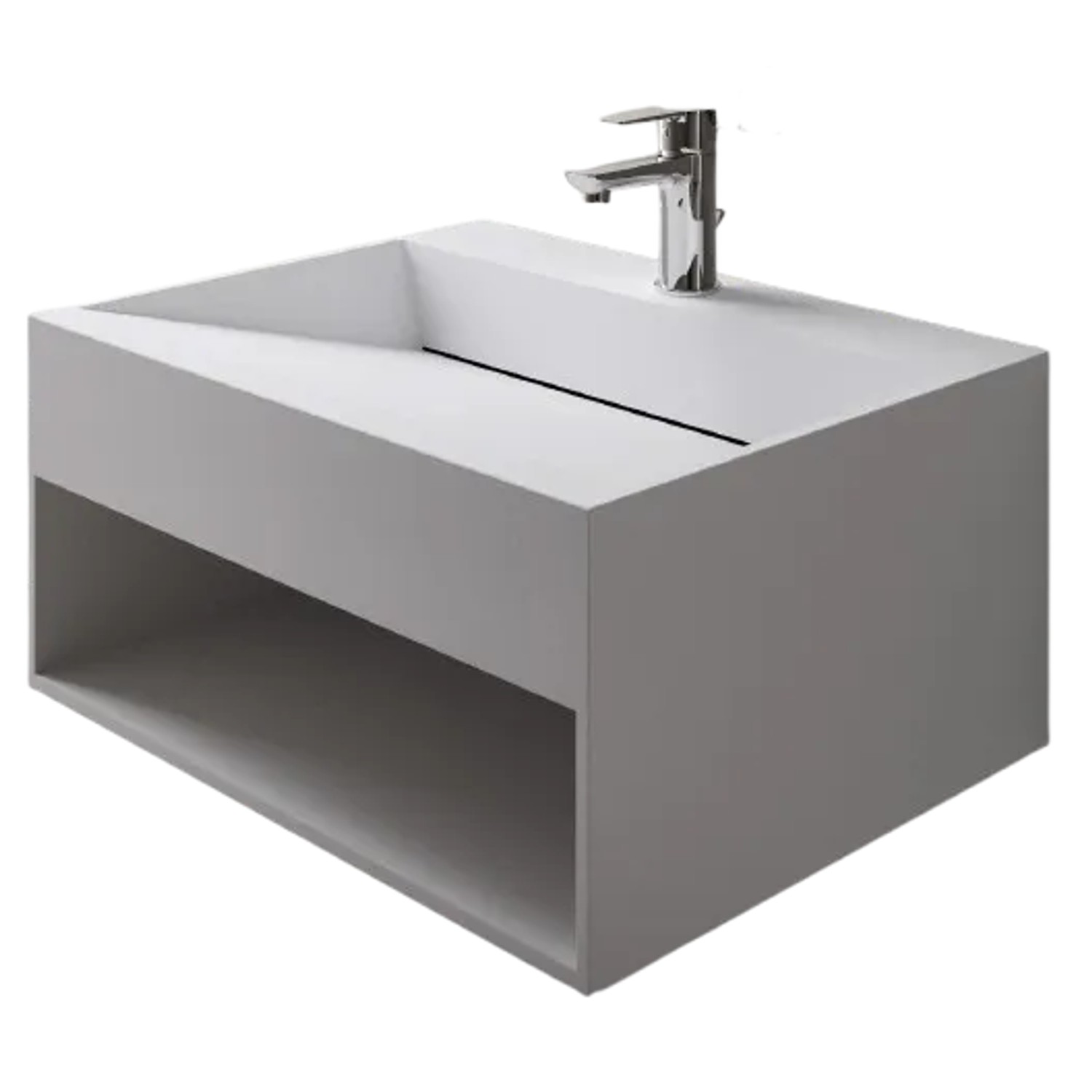 Bernstein Wandwaschbecken TWG71 80cm Mineralguss Weiß Matt mit Ablagefach
