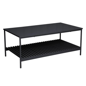 Schwarzer, rechteckiger Svita Amal Couchtisch mit Ablagefach aus Holz für das Wohnzimmer.