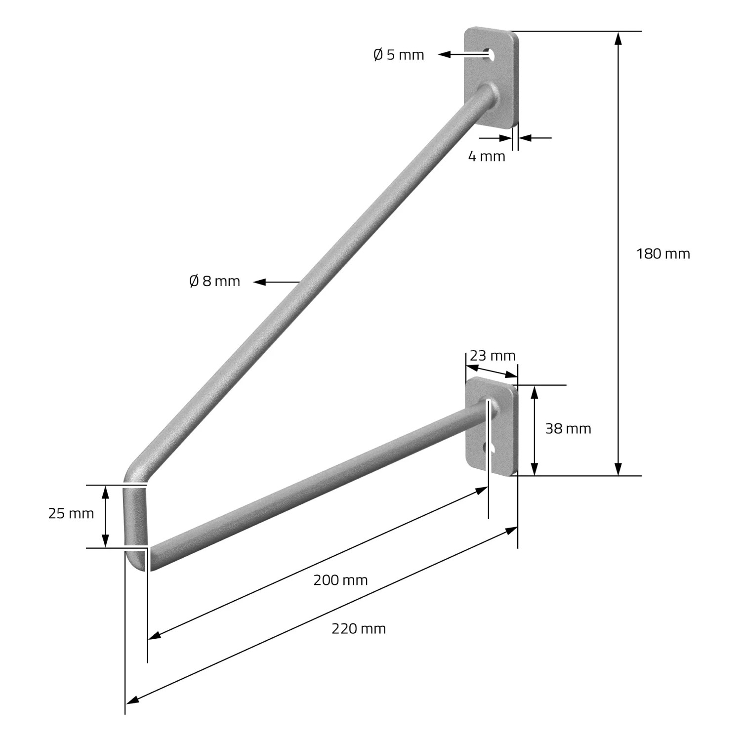 ML-Design Regalhalterung, 220mm, Silber, Stahl, Haarnadel-Design, Maße