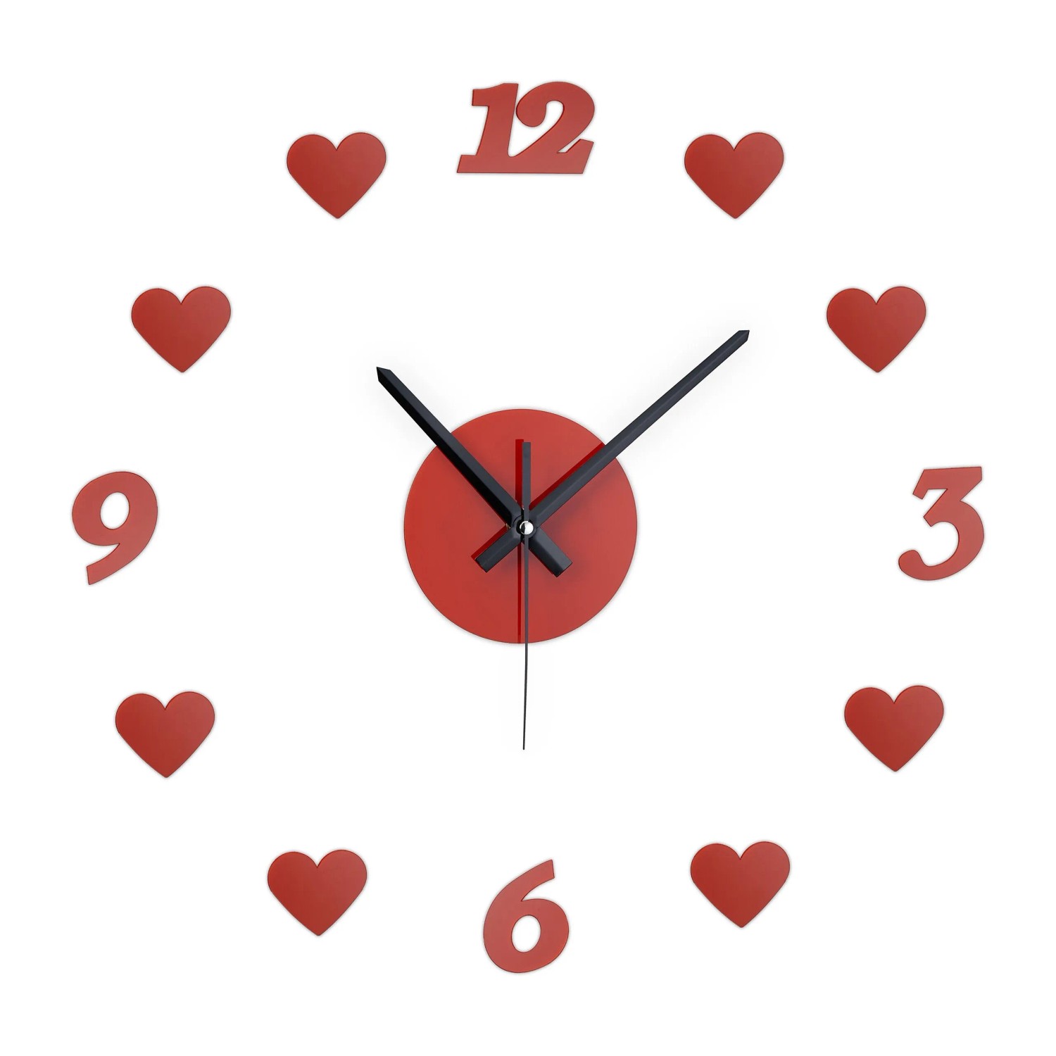 Relaxdays Wanduhr Kunststoff Eisen Rot Selbstklebend 50 cm bis 100 cm 50 g