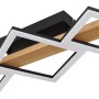 Moderne LED-Deckenleuchte Dustin in Holzfarben/Schwarz, 66x30 cm. Quadratisches Design für Wohnräume.