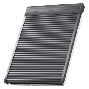 Velux Integra Elektro-Rollladen, 84x55 cm, Anthrazit für Dachfenster, geschlossen.