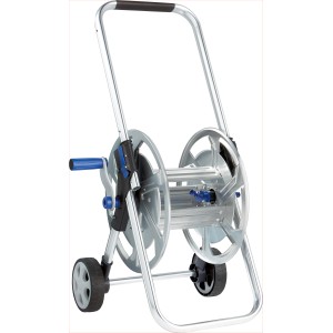 LUX Schlauchwagen Comfort aus Metall, ohne Schlauch. Verstellbarer Griff und Transporträder.