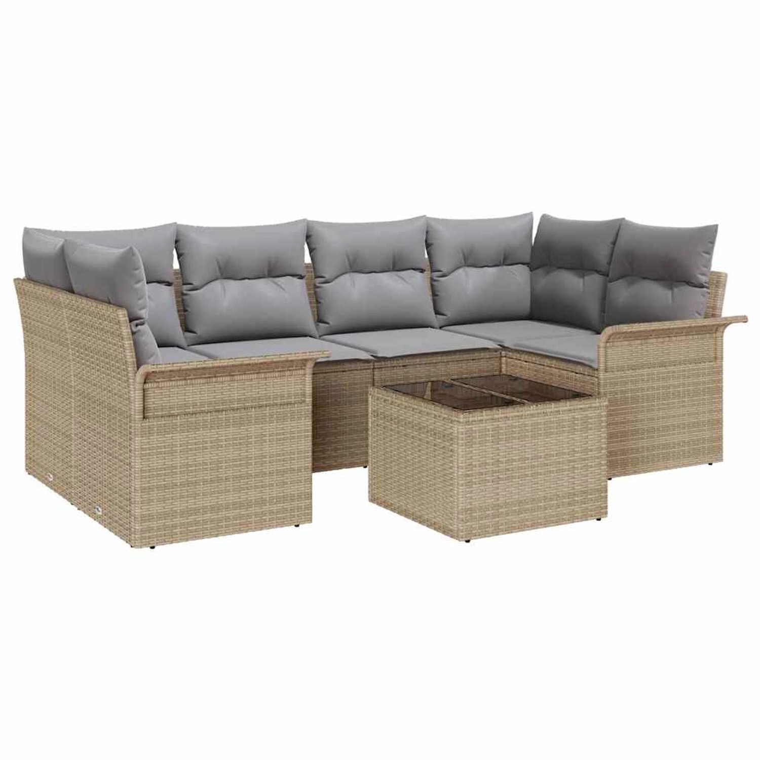 vidaXL Garten-Sofa-Set 7-Tlg Beige Poly Rattan 3345260 günstig online kaufen