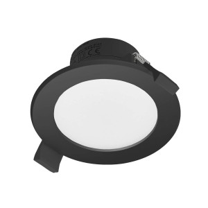 Schwarzer LED Einbaustrahler Rida für Bad, 1-flammig, aus Aluminium.