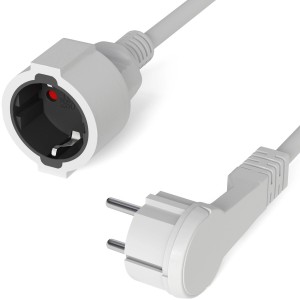 hb-digital 2m Verlängerungskabel mit Winkelstecker, weißes H05VV-F Kabel, IP22