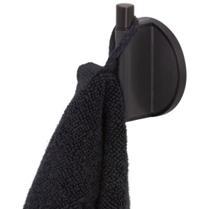 Tiger Haken Tune, gebürstet-schwarz, mit Handtuch. Handtuchhalter zur Wandmontage, Badaccessoire.