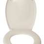 Wenko WC-Sitz Bergamo, Duroplast, Beige, mit geöffnetem Deckel.