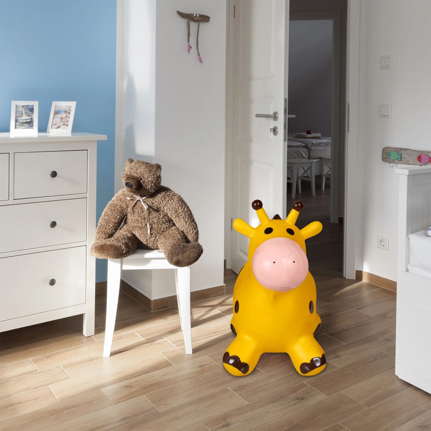 Relaxdays Hüpftier Giraffe PVC Gelb Braun Aufblasbar 46 x 27 x 55 cm 1,4 kg_2