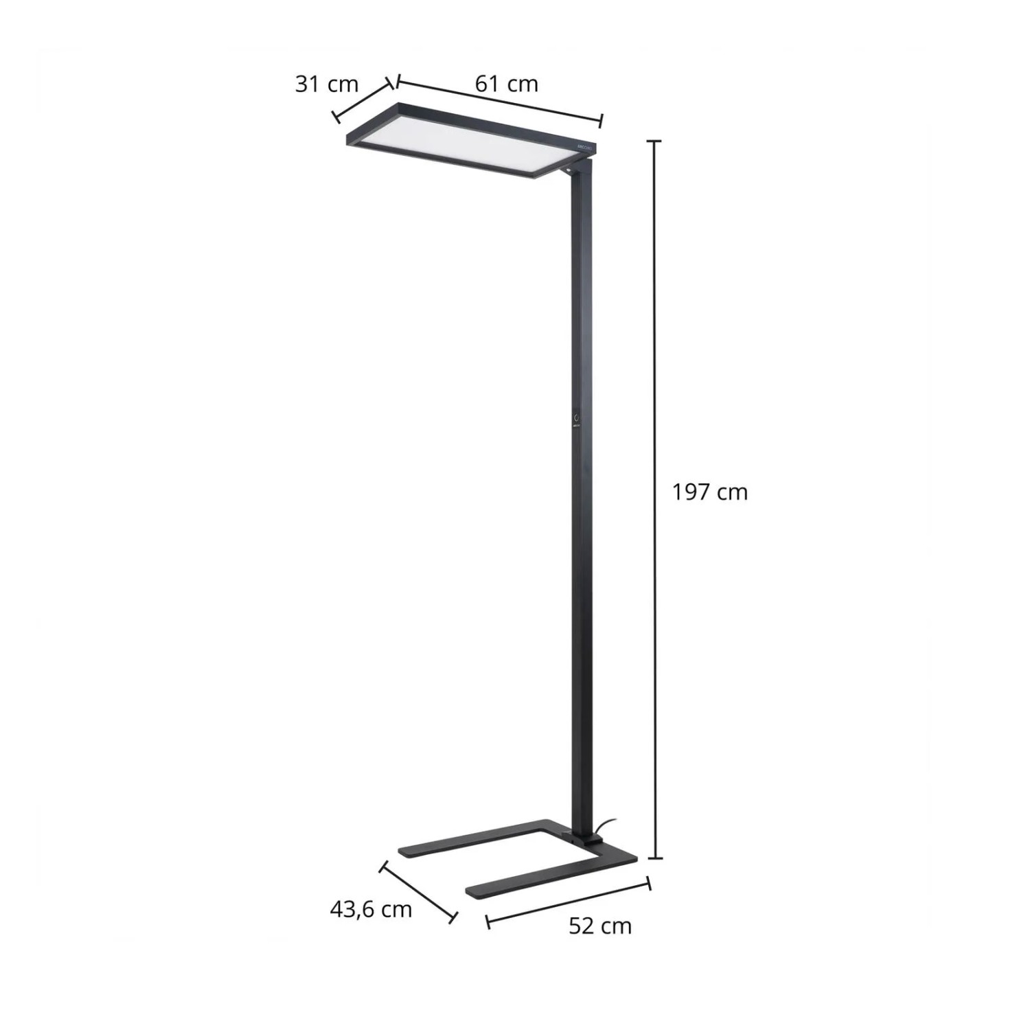 Arcchio LED Bürostehleuchte Nelus, dimmbar, mit Bewegungsmelder, schwarz, 197cm hoch.