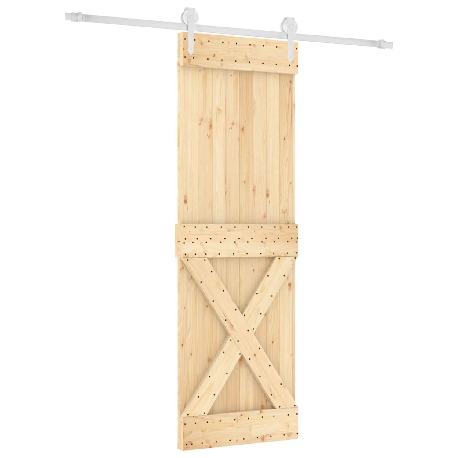 vidaXL Schiebetür Natur und Weiß 70 x 210 cm Massivkiefer 3445188