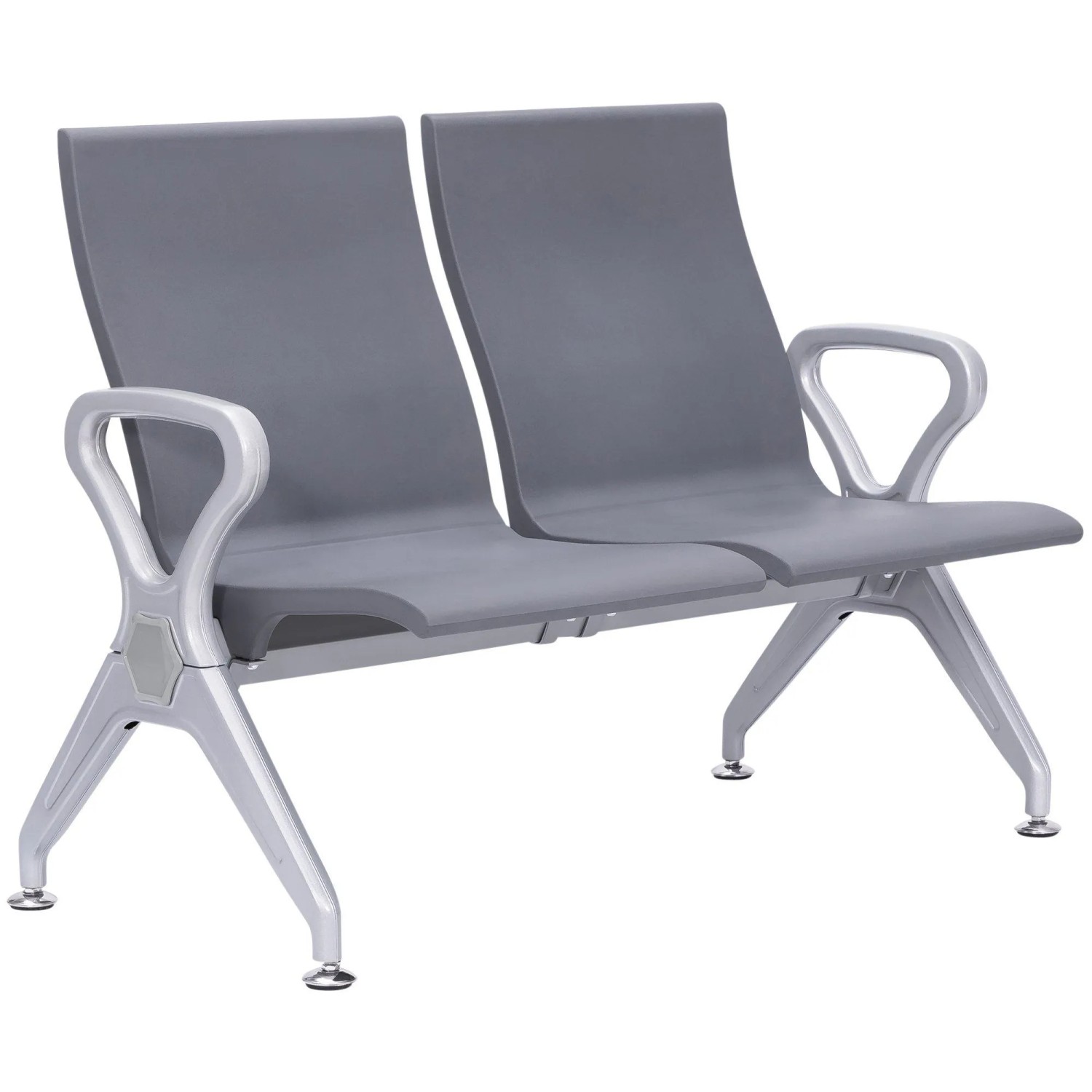 DELUKE Wartebank ERIK 2-Sitzer 118x59x89cm Kunststoff Grau Sitzbank Wartezimmer Airport-Bank