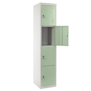 Proregal Schließfachschrank Saturn, Metall, grün-grau, 4 Fächer, eines offen. Ideal für Büro & Spind. 180x38x45cm.